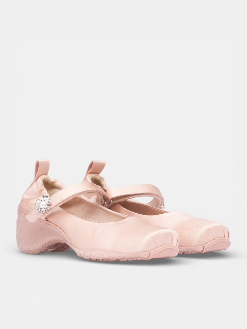 Nude Satin Ballet Runner Pumps (BBT1B-0755-BALLET-NUDE-PEARL-C)
