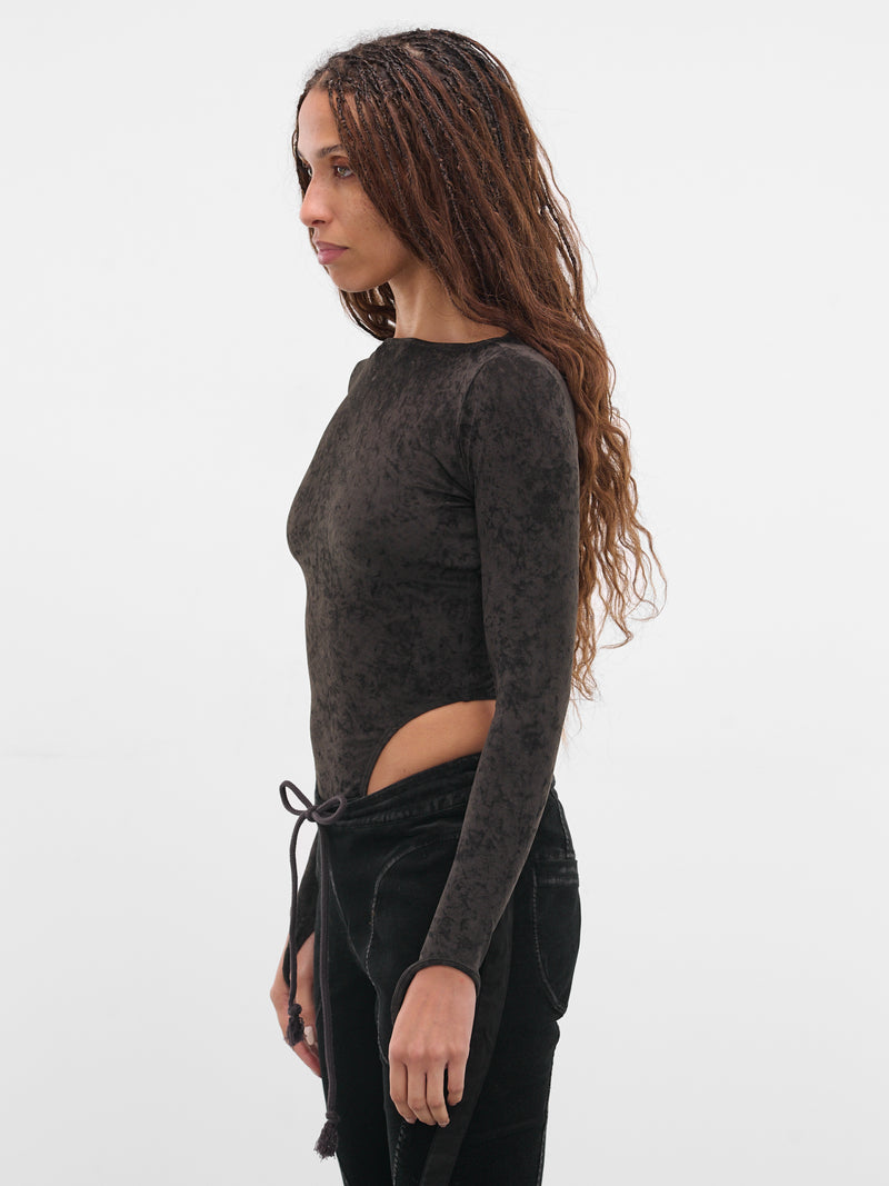 Black Velvet Bodysuit (BD03T1GR590-BLACK-GREEN)