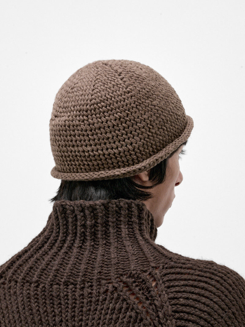 Beige Yak Wool Crochet Beanie (BEANIE#14-LIGHT-BROWN)