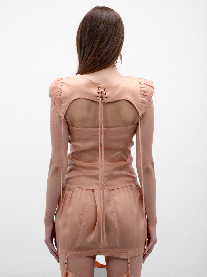 Peach Cupro Cap Sleeves Blouse (BEBL0PEA-BETH-PEACH)