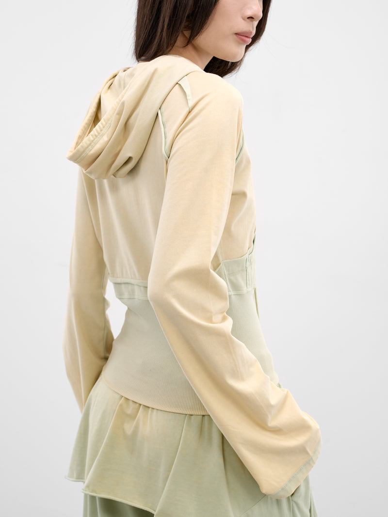 Beige Bellona Deconstructed Zip Hoodie (BELHO0SGR-SUBTLE-GREEN)