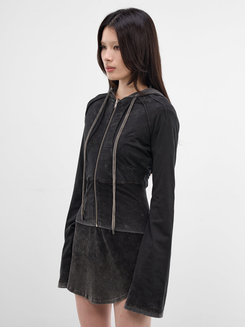 Black Bellona Deconstructed Zip Hoodie (BELHO0WBL-WASHED-BLACK)