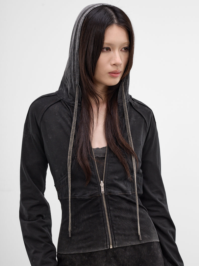 Black Bellona Deconstructed Zip Hoodie (BELHO0WBL-WASHED-BLACK)