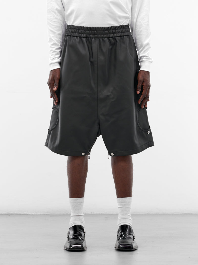 Black Lamb Leather Bermuda Shorts (BERMUDA-PANTS-BLACK)