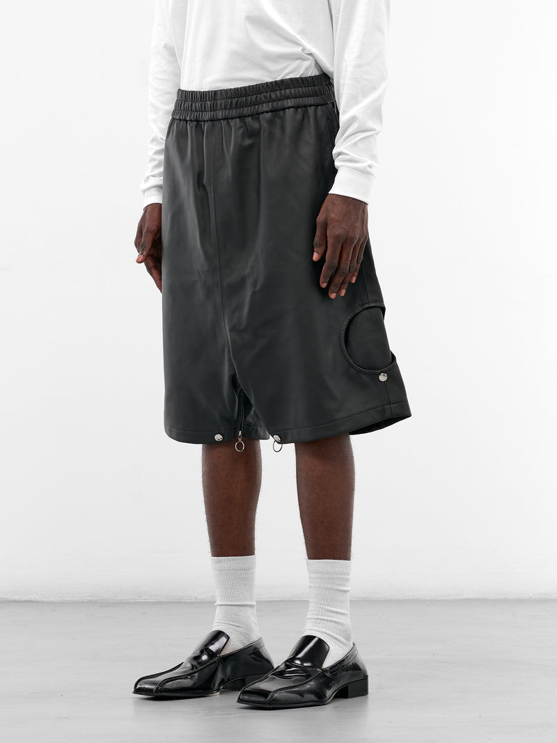 Black Lamb Leather Bermuda Shorts (BERMUDA-PANTS-BLACK)