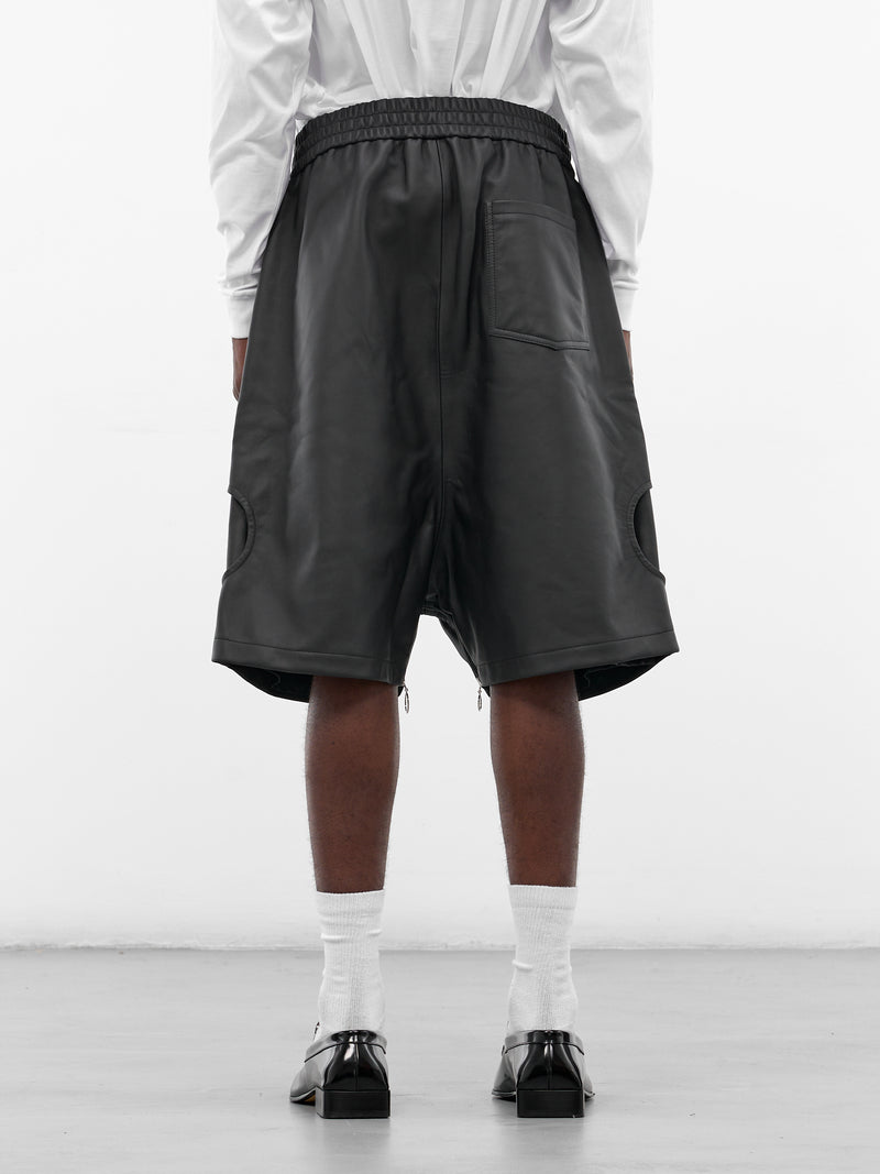 Black Lamb Leather Bermuda Shorts (BERMUDA-PANTS-BLACK)