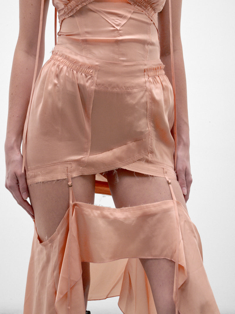 Peach Cupro Draped Mini Skirt (BESK0PEA-BETH-PEACH)