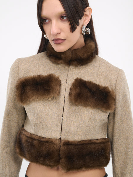 ★MARDI MERCREDI★FAUX FUR CROPPED JACKET_BROWN★ ☆MARDI MERCREDI☆FAUX FUR CROPPED JACKET_BROWN☆