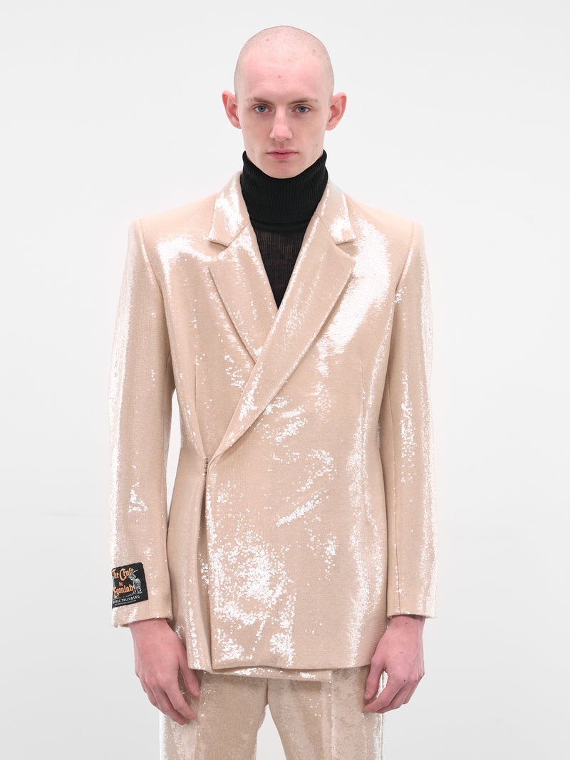 Egonic Double-Breasted Sequin Blazer (BL-005-D-BEIGE)