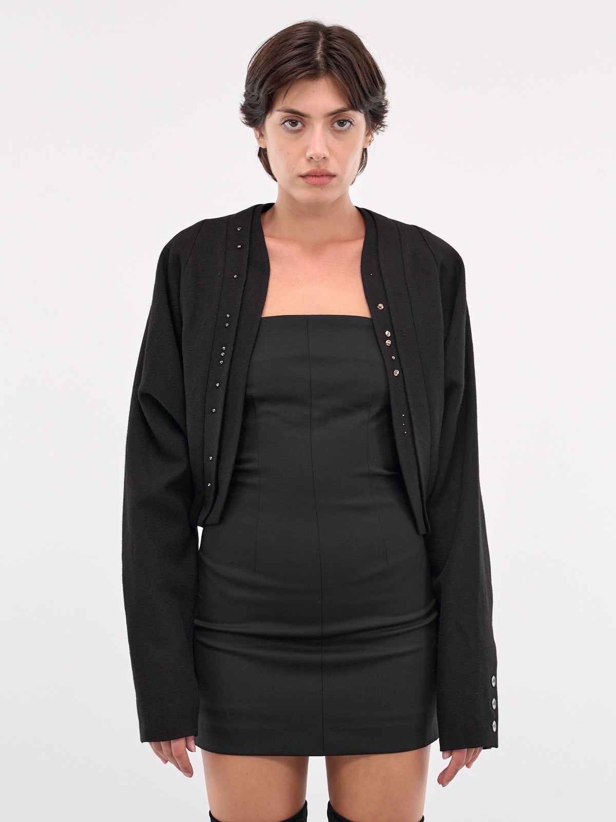 Beaded Silver Charm Blouson (BL1K-BLACK-F24)