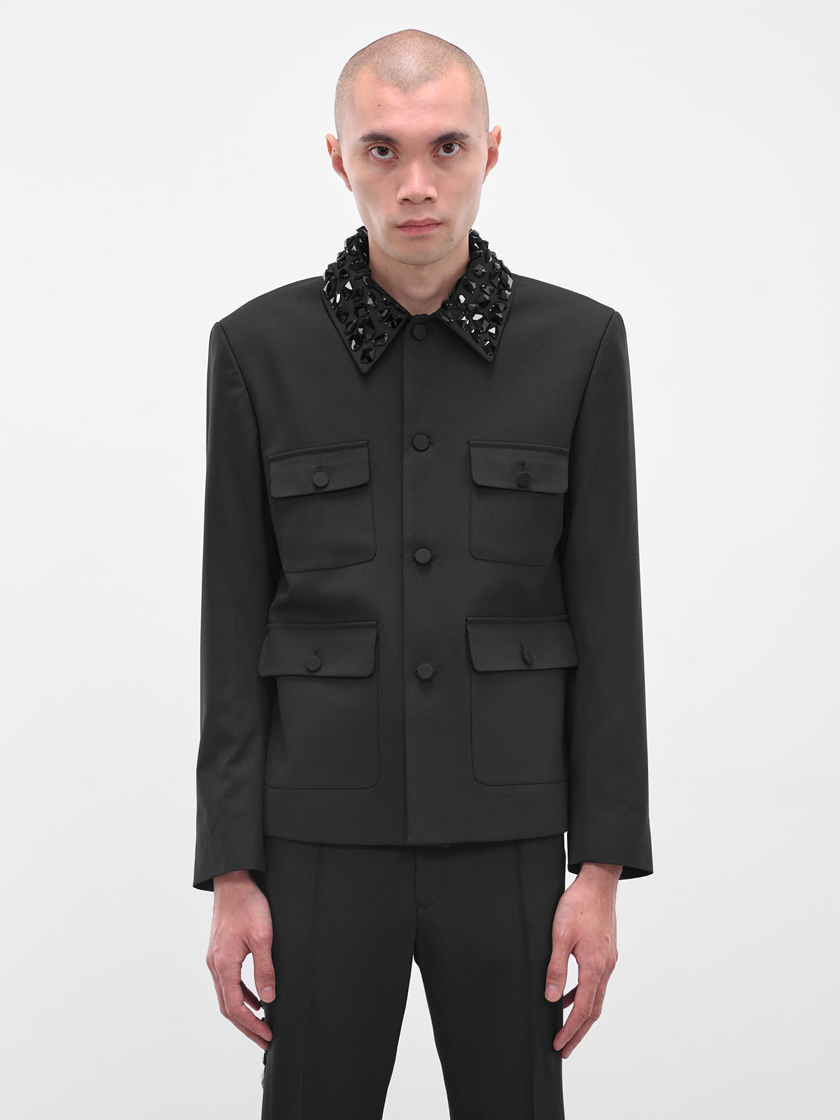 Swarovski Crystal Tailored Utility Jacket (BL44CR-AM44-BLACK-W-SWAROVSKI)