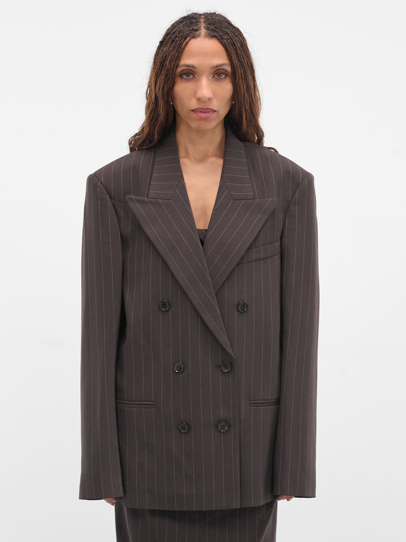 Brown Pinstripe Double-Breasted Blazer (BLAZER-04-BROWN-STRIPES)