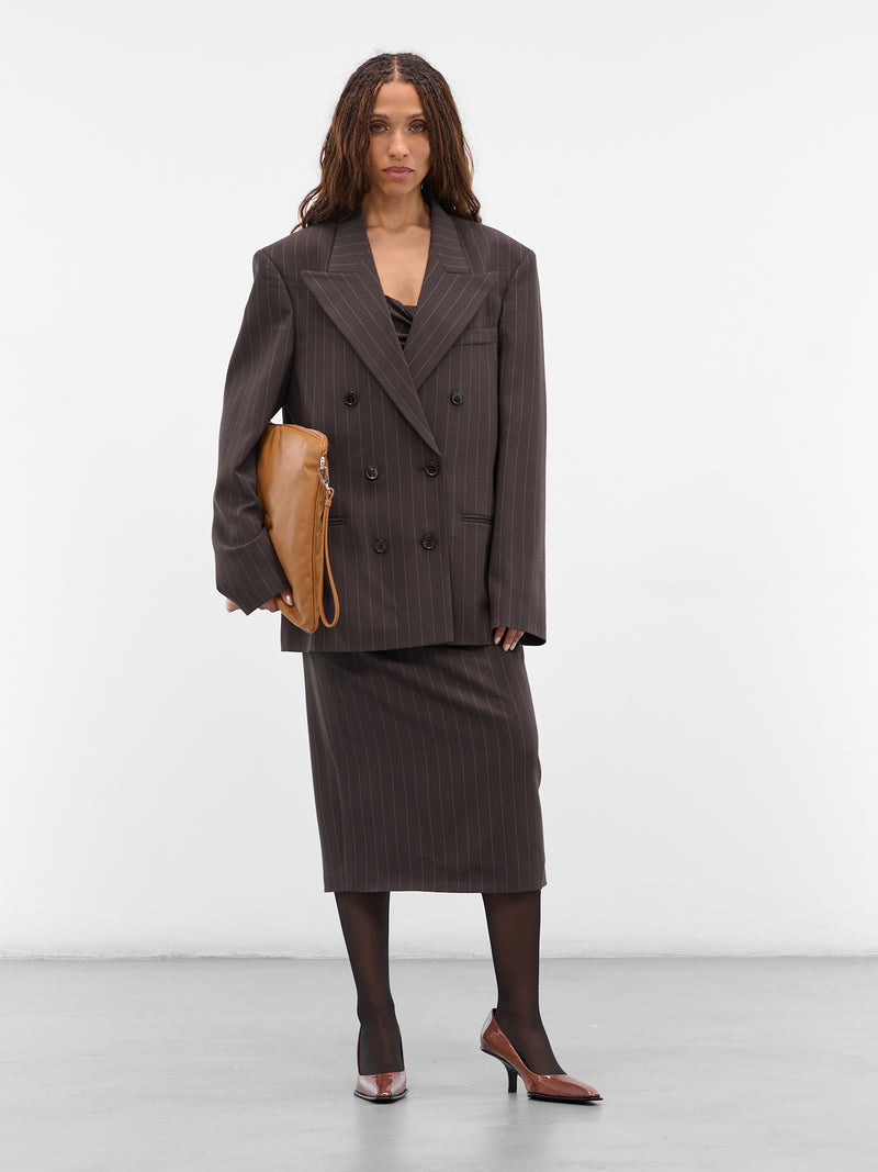 Brown Pinstripe Double-Breasted Blazer (BLAZER-04-BROWN-STRIPES)