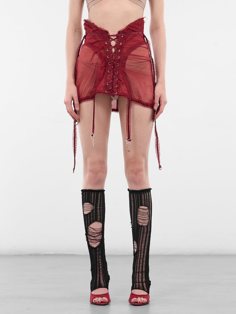 Blood Red Distressed Leg Warmers (BLOOD-RED-BLACK)