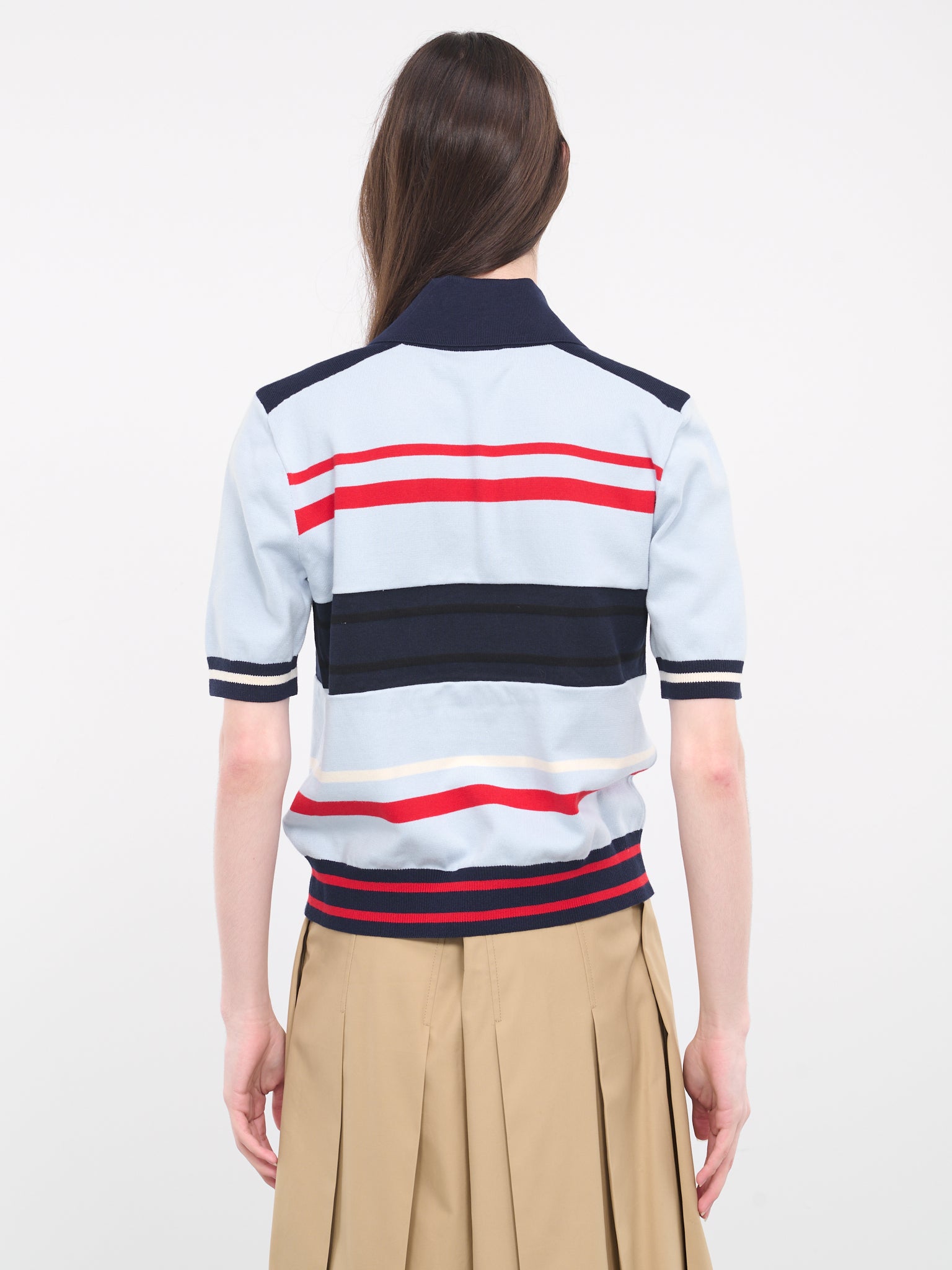 Striped Knit Polo Shirt (BMHV001-KNI0014146-BLUE-MULTI)