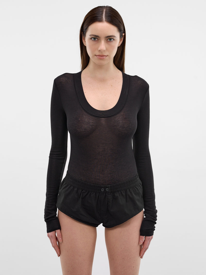 Black Tencel-Wool Jersey Bodysuit (BO01241-BLACK)