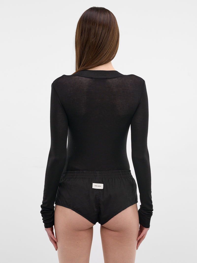 Black Tencel-Wool Jersey Bodysuit (BO01241-BLACK)
