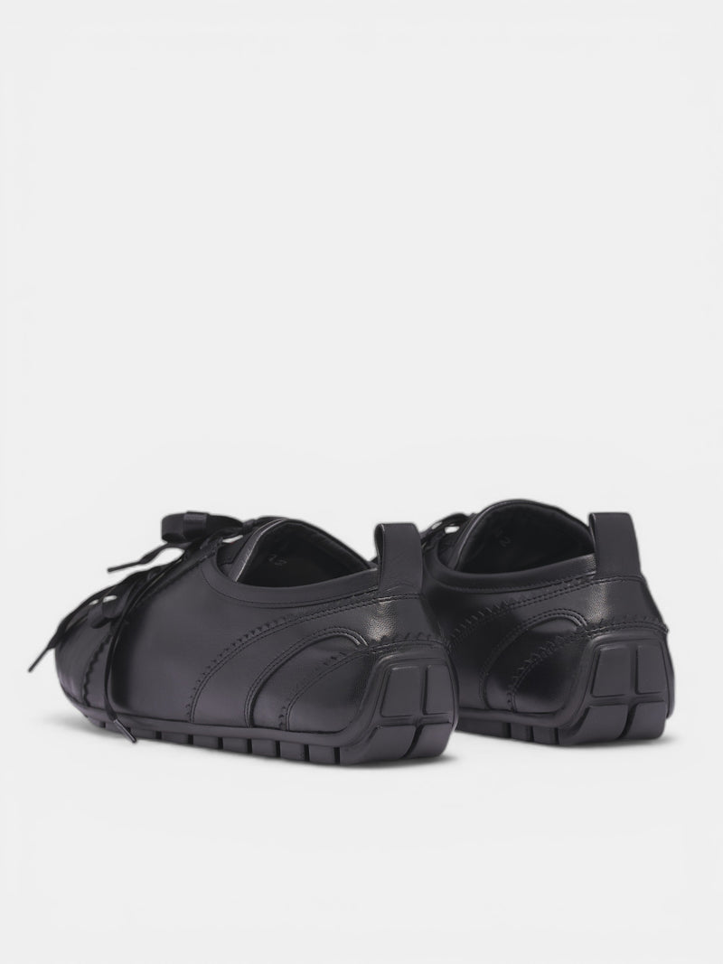 Black Leather Ballerina Grip Trainers (BPT6-M-0799-BLACK)