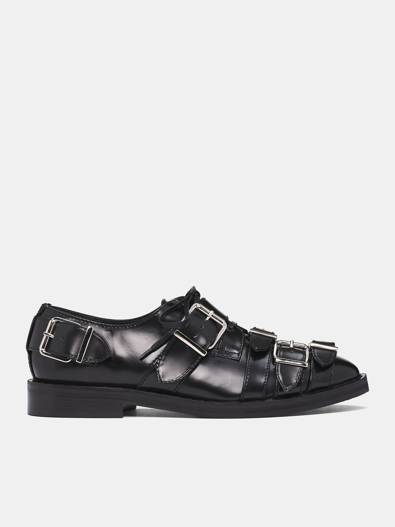 Black Leather Multi Buckle Brogue (BRG14-0740-BLACK)