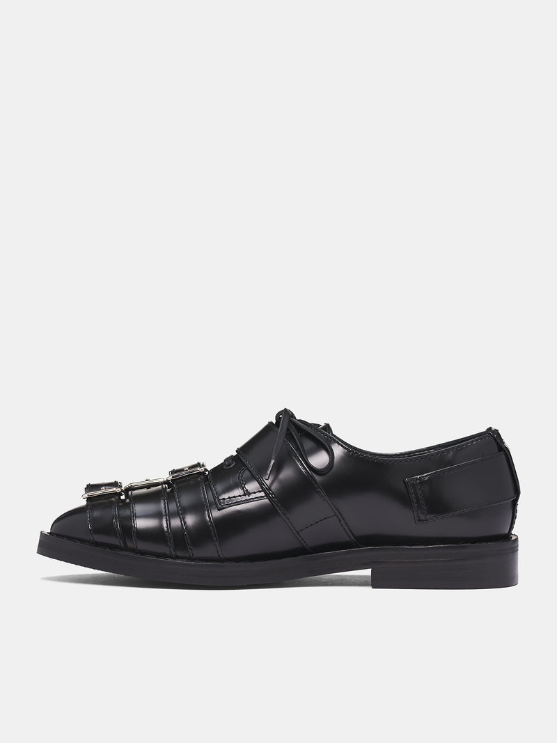 Black Leather Multi Buckle Brogue (BRG14-0740-BLACK)