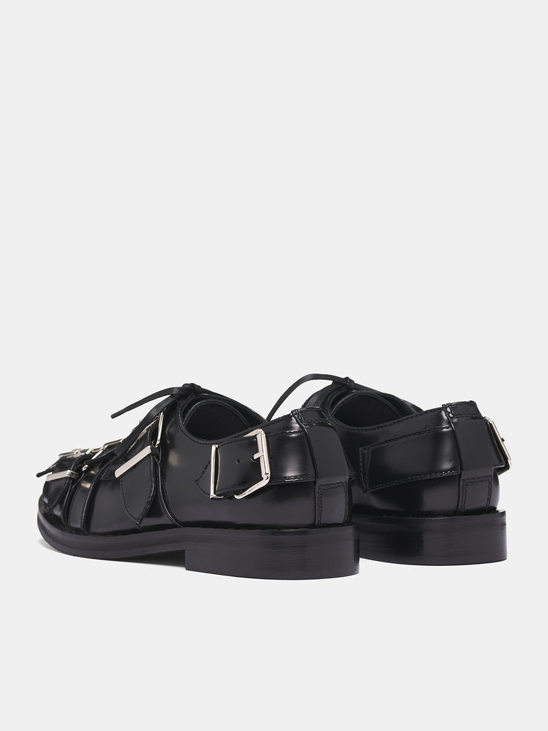 Black Leather Multi Buckle Brogue (BRG14-0740-BLACK)