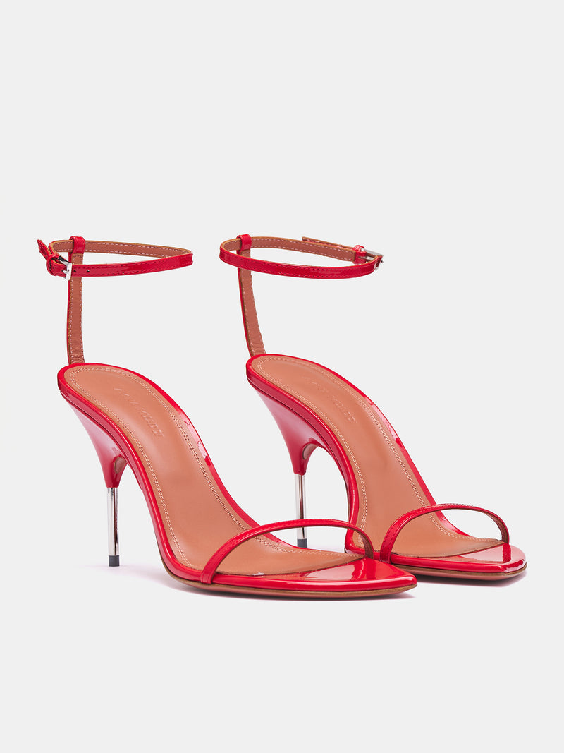 Bruna Heeled Sandals (BRUNA-RED-SILVER)