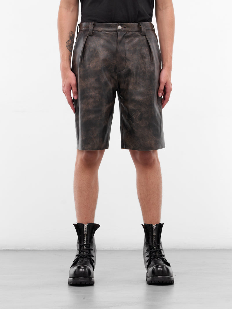 Brown Business Leather Shorts (BUSINESS-LEATHER-SHORT-BROWN)