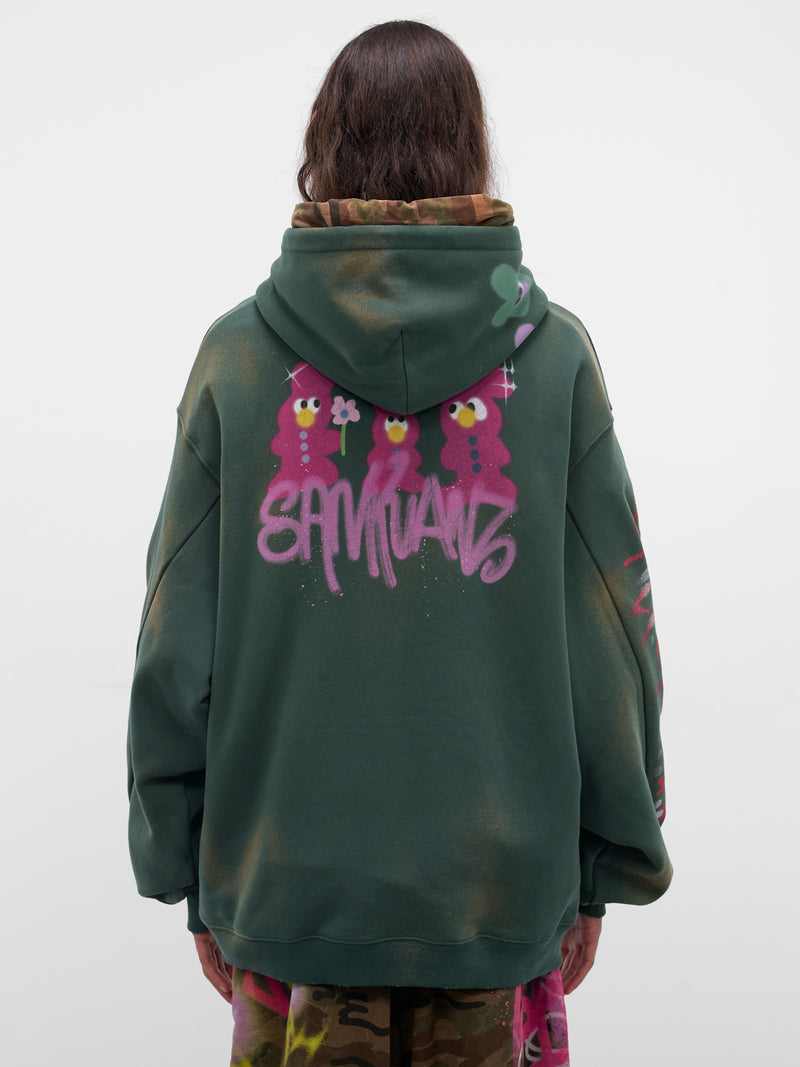 Gray Graffiti Layered Hoodie (BUTH0102-GREY)