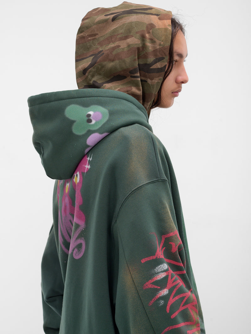 Gray Graffiti Layered Hoodie (BUTH0102-GREY)