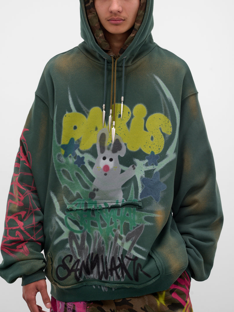Gray Graffiti Layered Hoodie (BUTH0102-GREY)