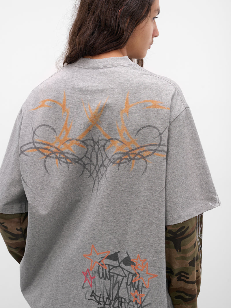 Grey Graffiti Layered Tee (BUTS0105-GREY)