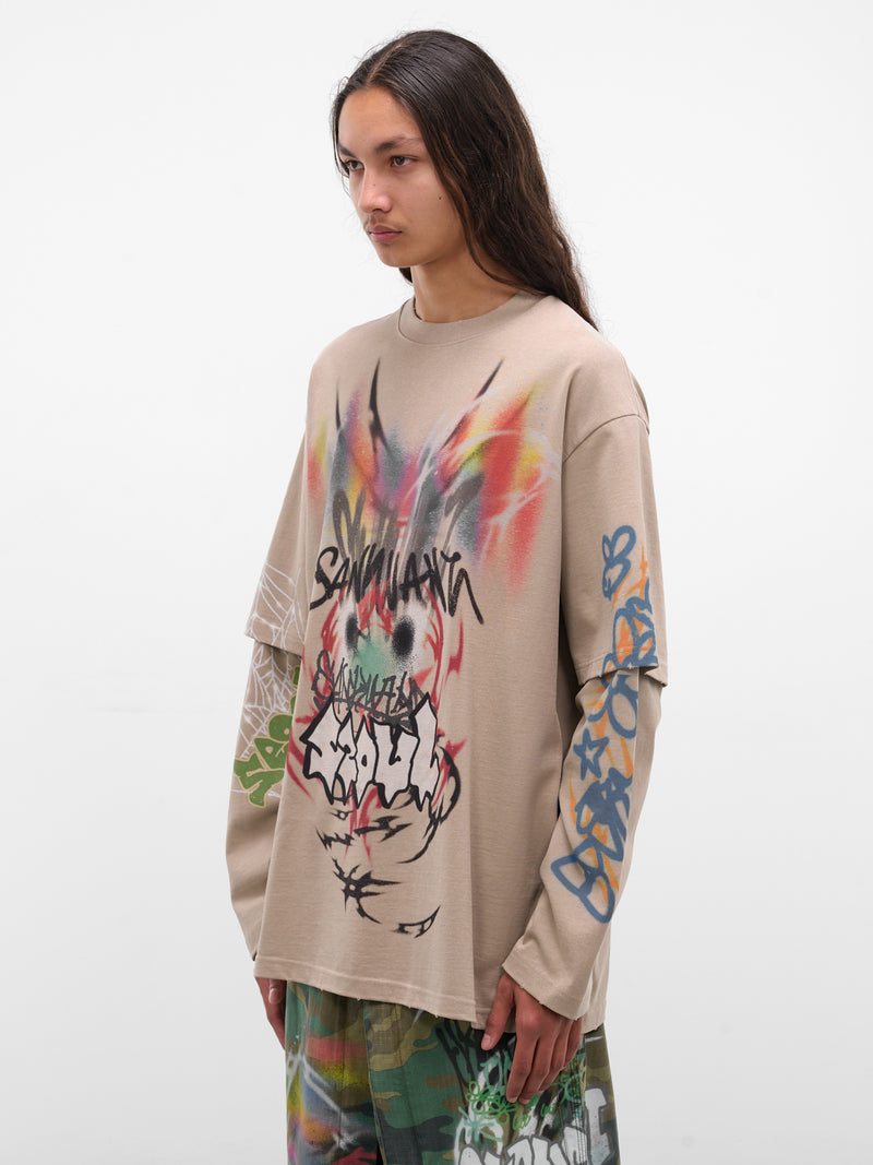 Khaki Graffiti Layered Tee (BUTS0105-KHIKI)