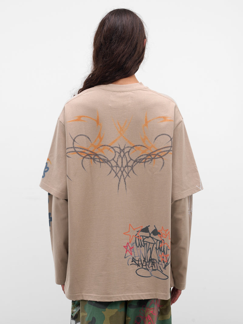 Khaki Graffiti Layered Tee (BUTS0105-KHIKI)