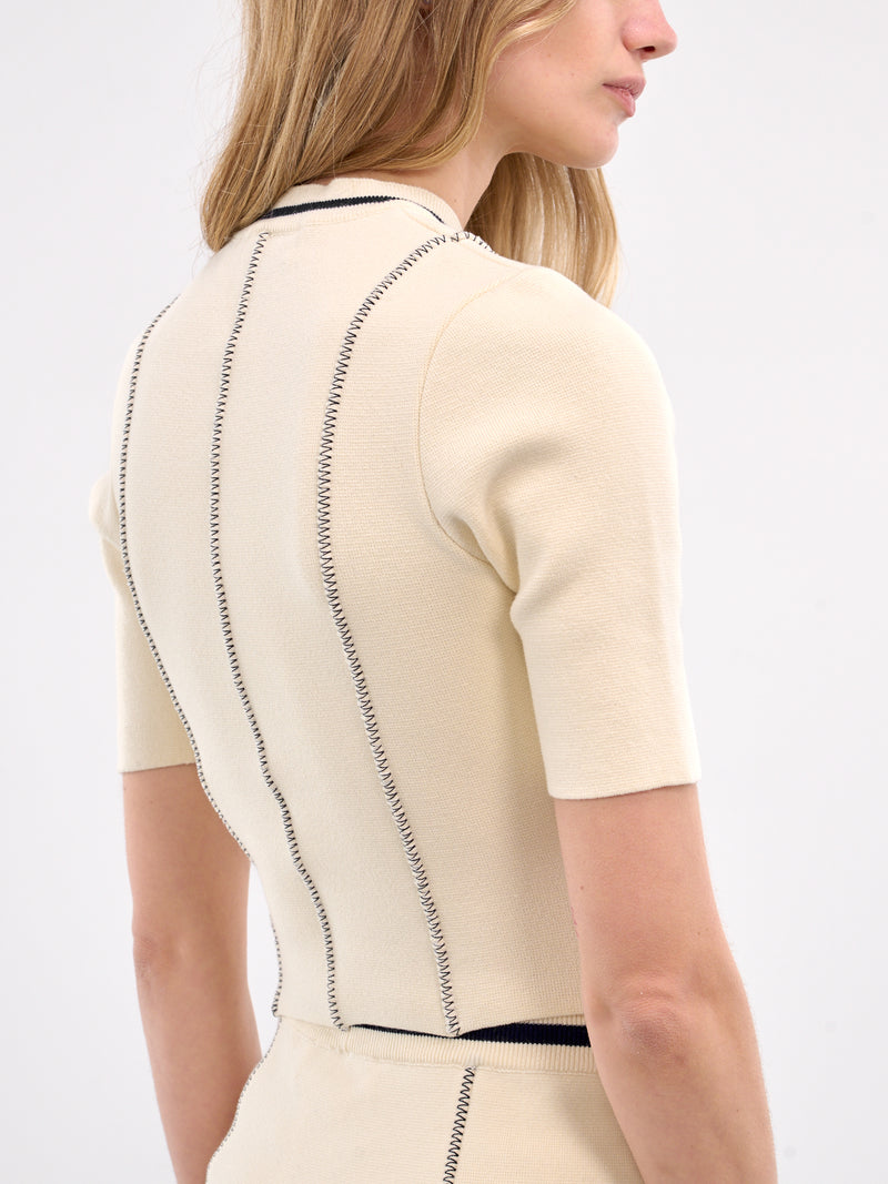 Contrast Stitch Top (BWHT001-KNI002-TOFU)