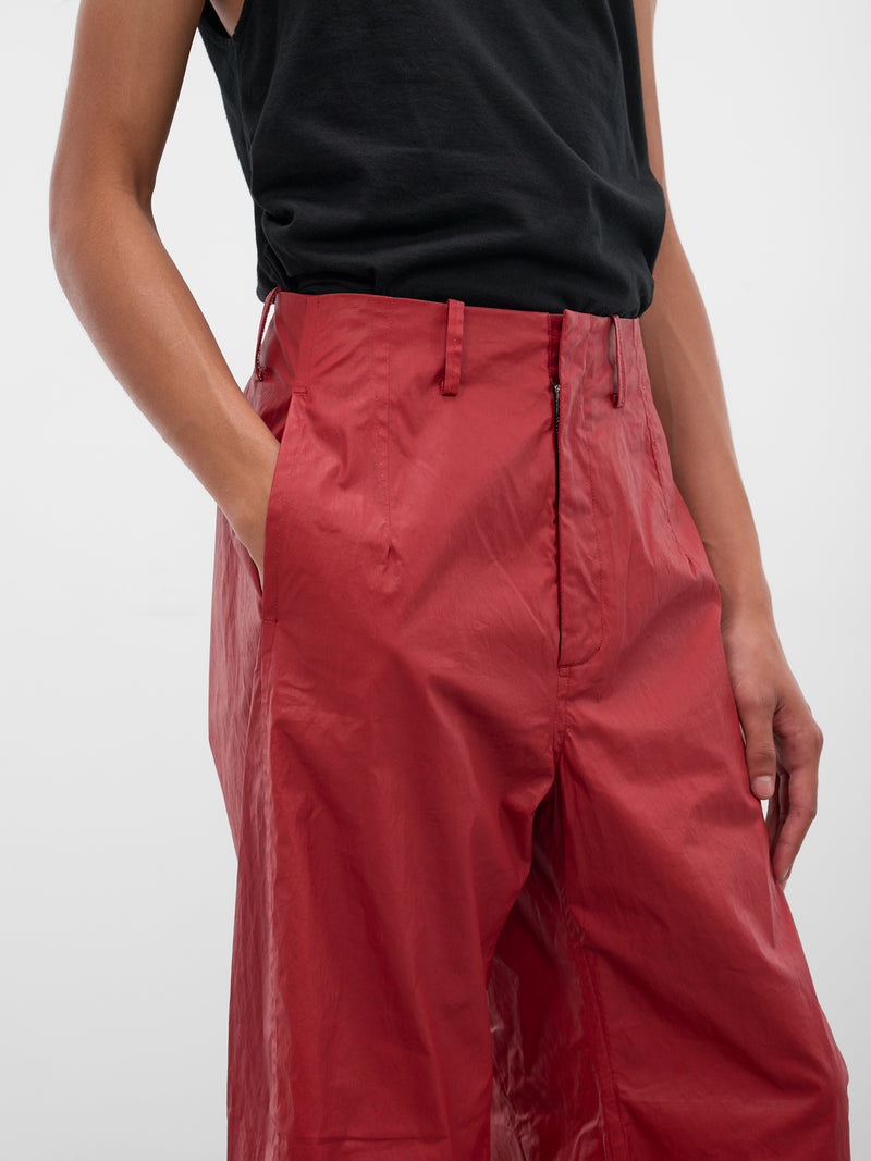 Red Pina Coated Canvas Trousers (TRS-103-03-RED)