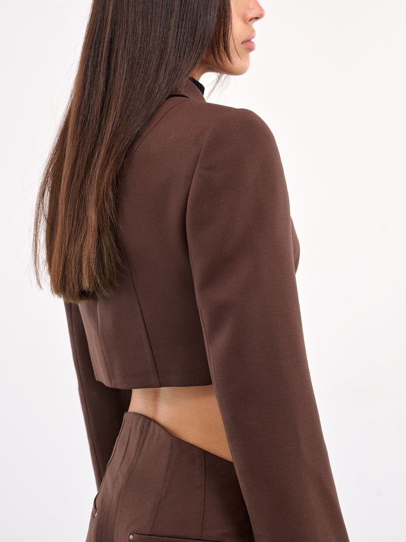 Crossed Lapel Blazer (BZ07W1PU790-MAROON)