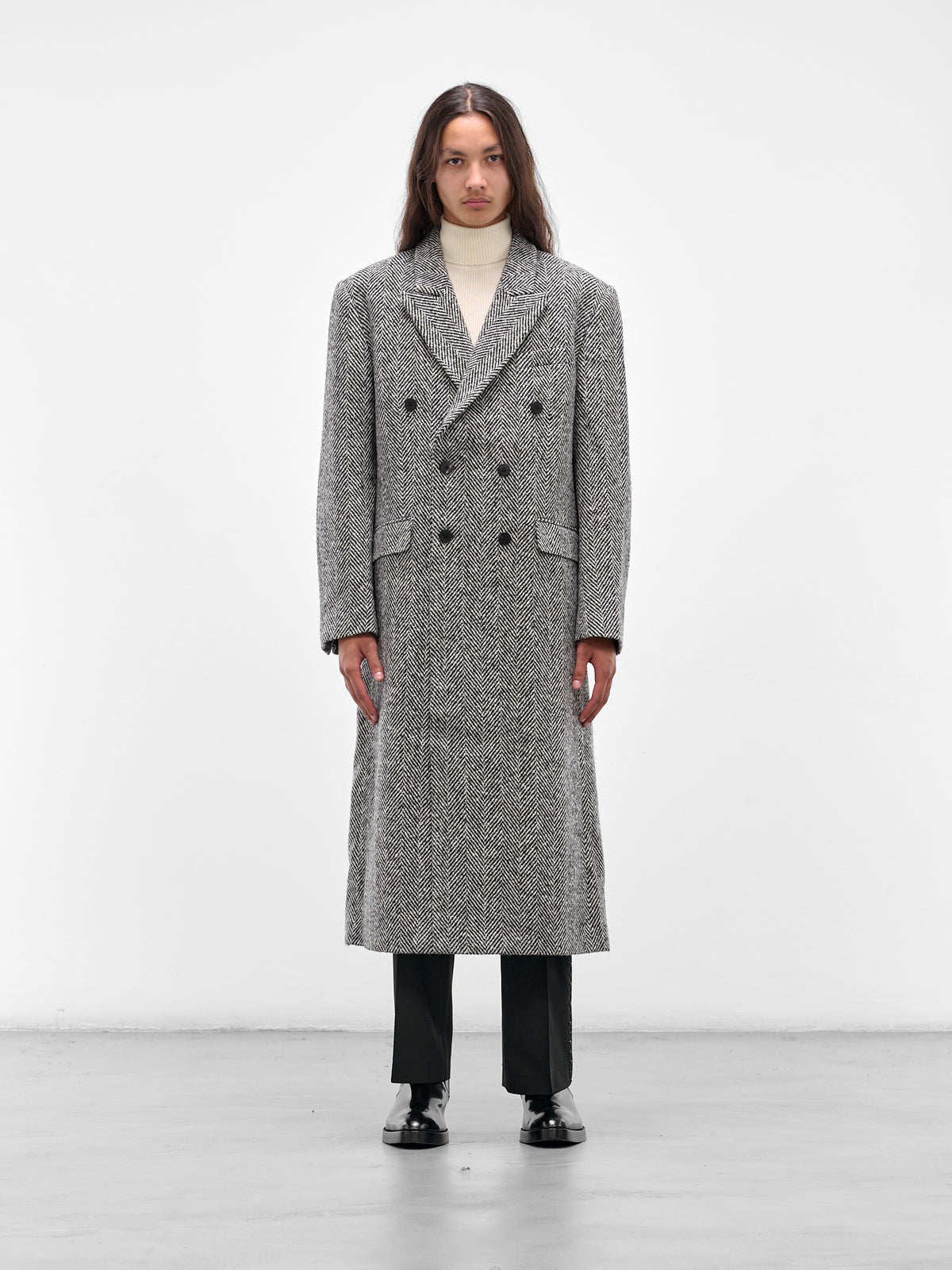 Gray Herringbone Double-Breasted Coat (CO17B-TM01-HERRING-BONE)
