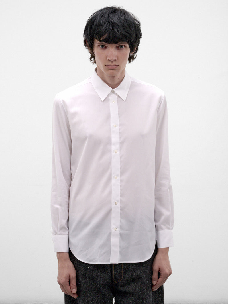 White Cotton Button-Up Shirt (C263F01YB02-WHITE)