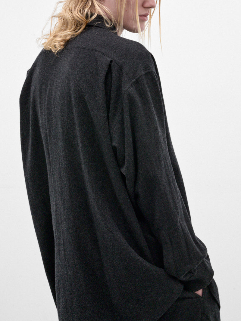 Dark Gray Wool Button-Up Shirt (C263F06B01-DARK-GRAY)