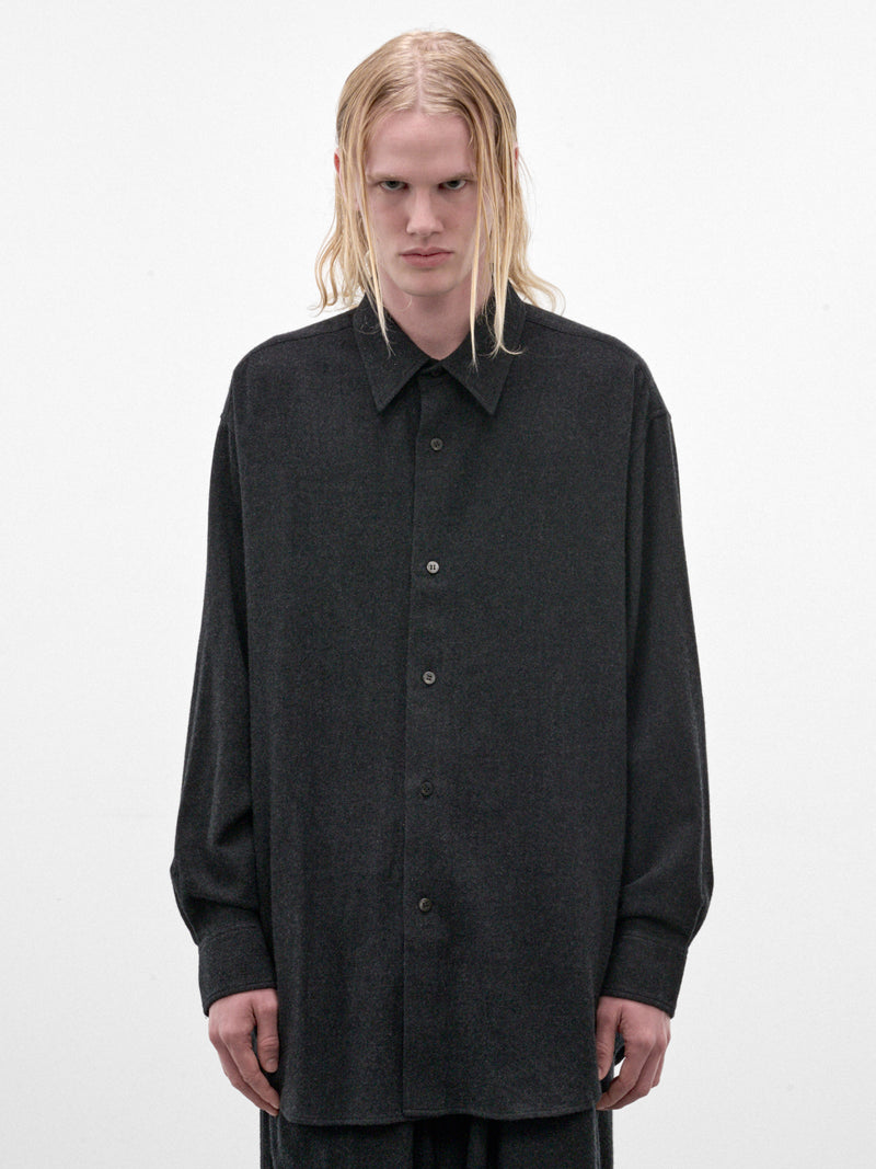 Dark Gray Wool Button-Up Shirt (C263F06B01-DARK-GRAY)