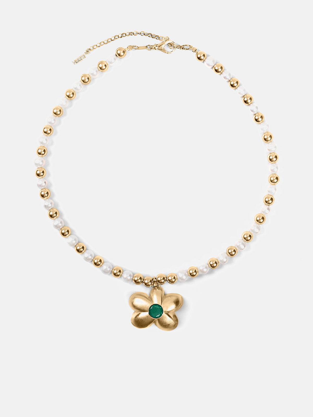 The Flower Pearl Bead Chain (CA04PL-YG-YELLOW-GOLD)