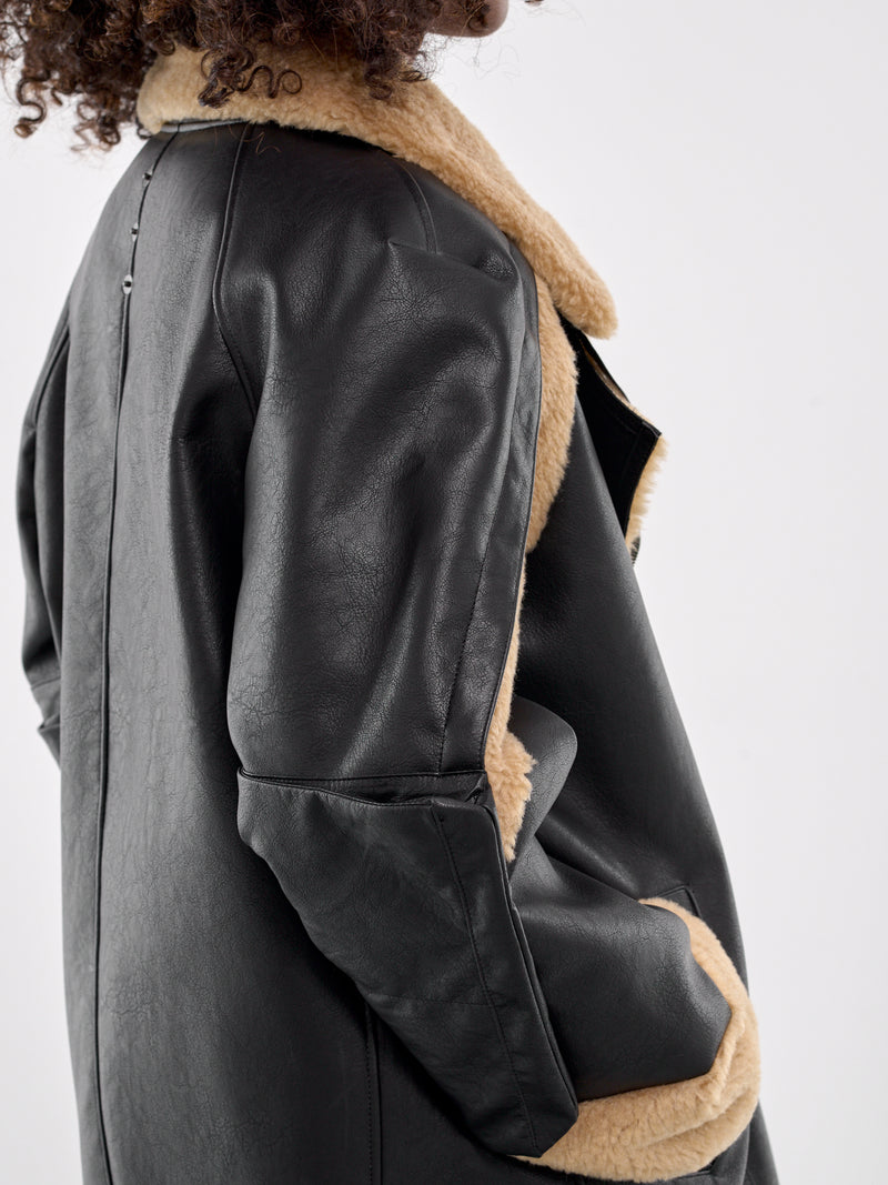 Prism Faux Shearling Jacket (CA06PSJ13BB-BROWN-BLACK)