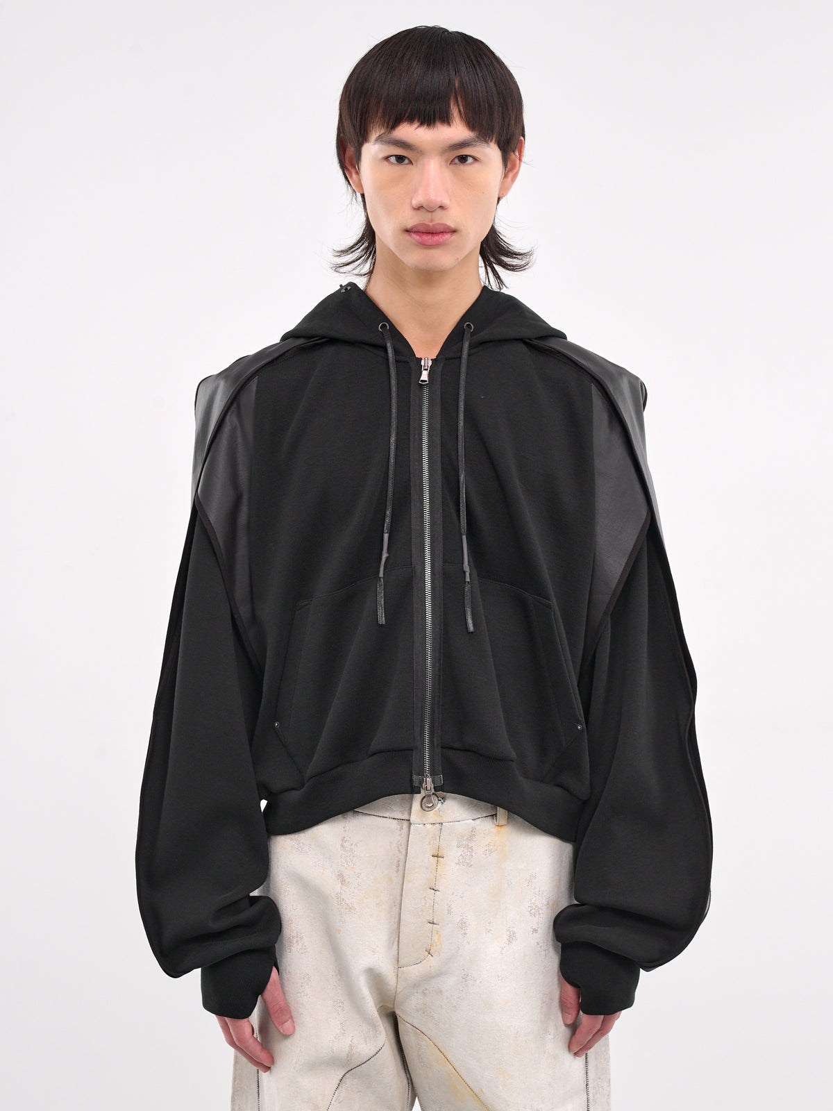 Horseshoe Crab Layered Zip Hoodie (CA07HCJ4BK-BLACK)