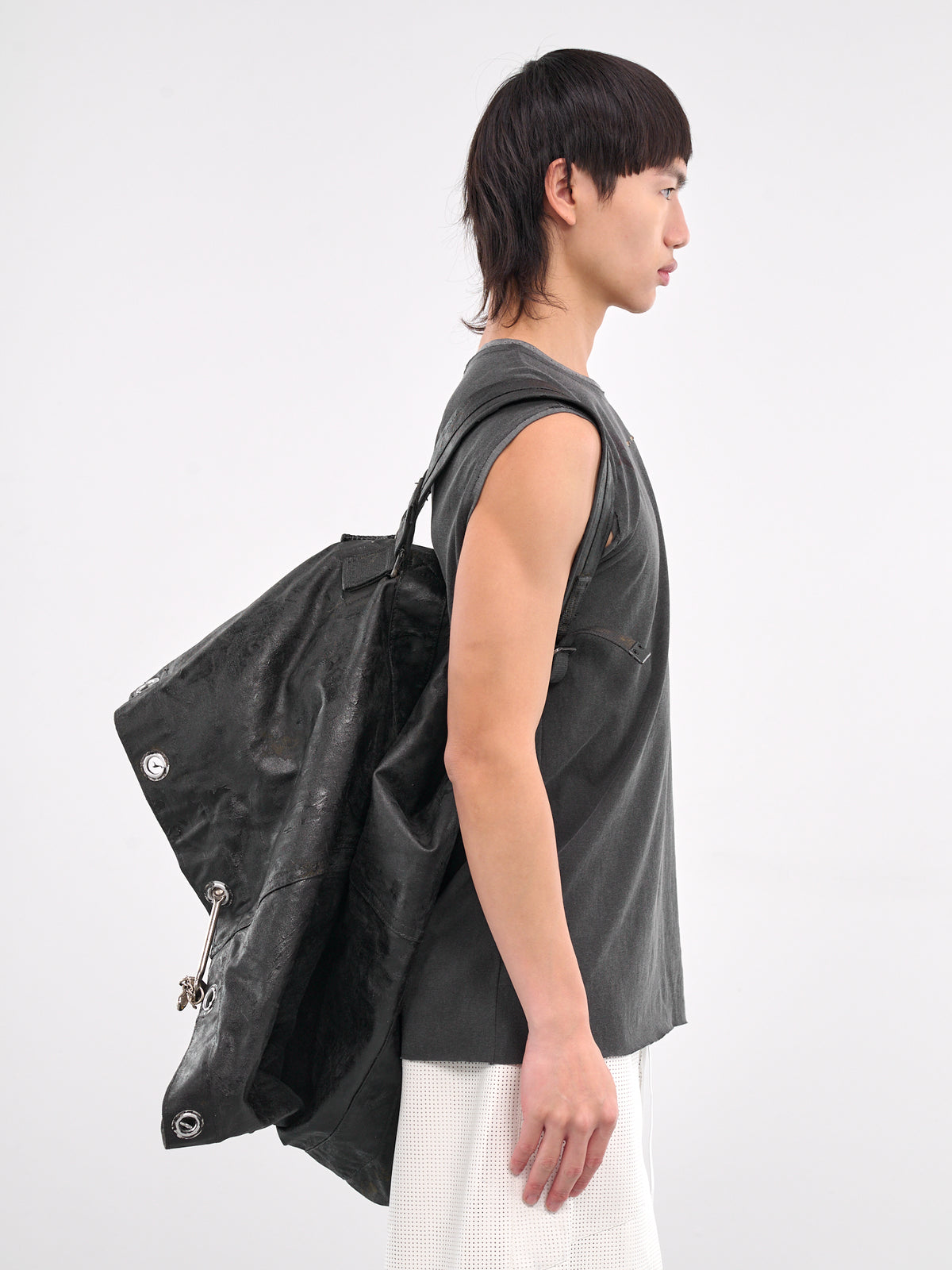 Hand-Coated Recycled Duffel Bag (CA07HCRD7-OB-OIL-BLACK)