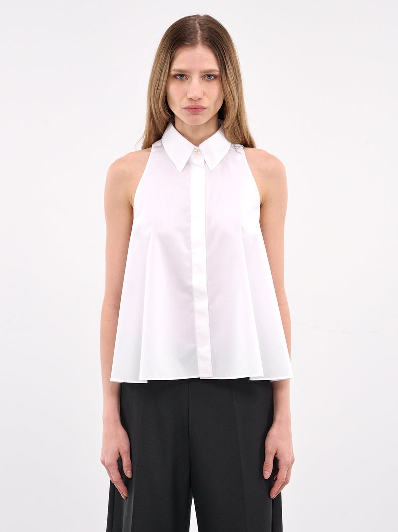 White Cotton Sleeveless Button-up Shirt (CAMA0612S0-UTC223-WHITE)