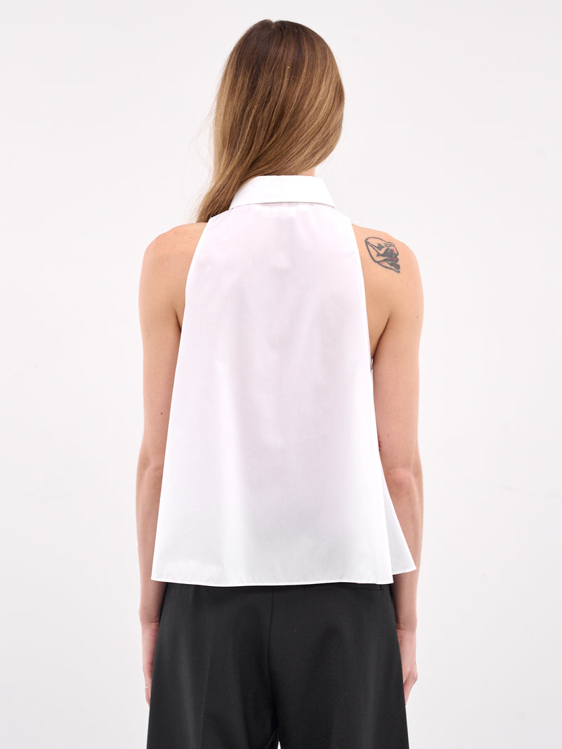 White Cotton Sleeveless Button-up Shirt (CAMA0612S0-UTC223-WHITE)