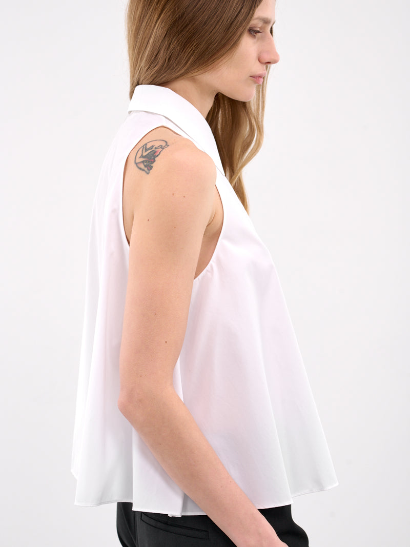 White Cotton Sleeveless Button-up Shirt (CAMA0612S0-UTC223-WHITE)