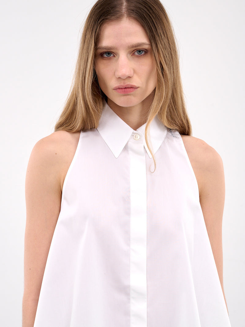 White Cotton Sleeveless Button-up Shirt (CAMA0612S0-UTC223-WHITE)