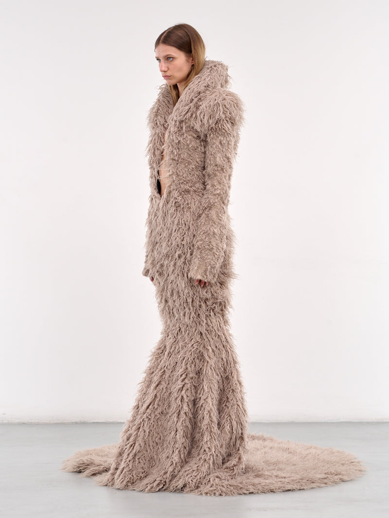 Rounden Faux Fur Gown (CATWALK-7-BEIGE)