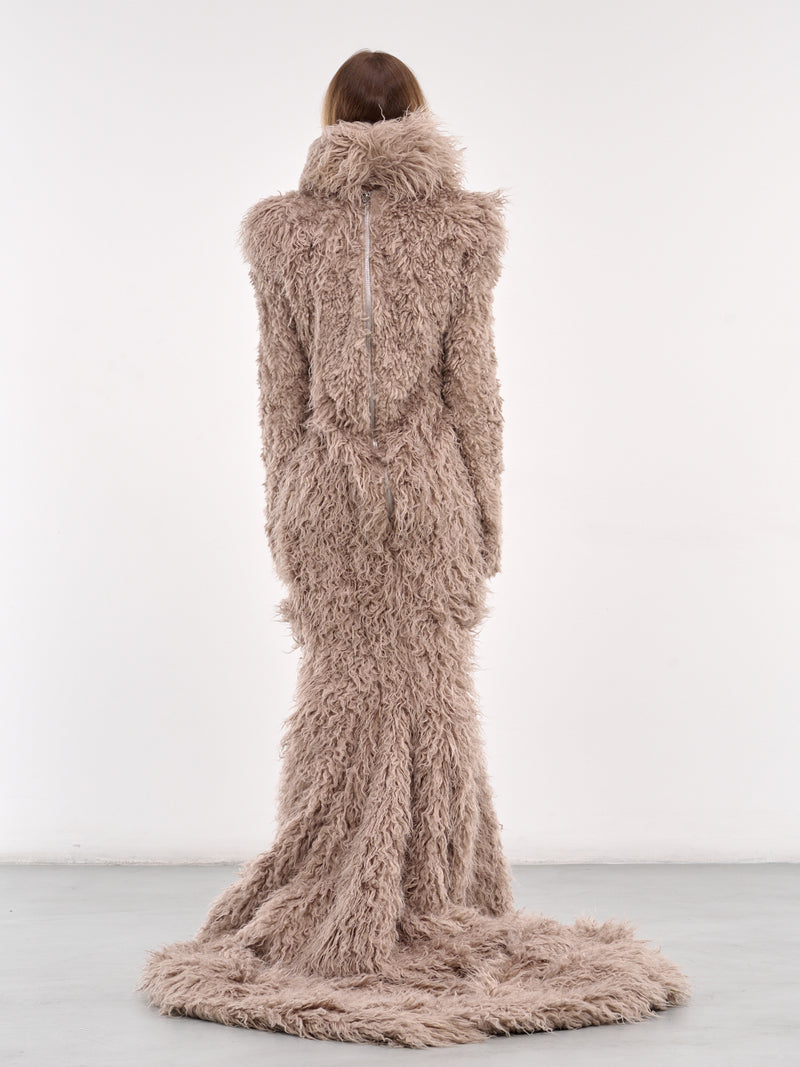 Rounden Faux Fur Gown (CATWALK-7-BEIGE)